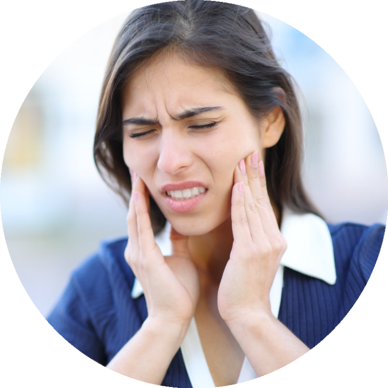 Stressed student suffering temporomandibular ache at home